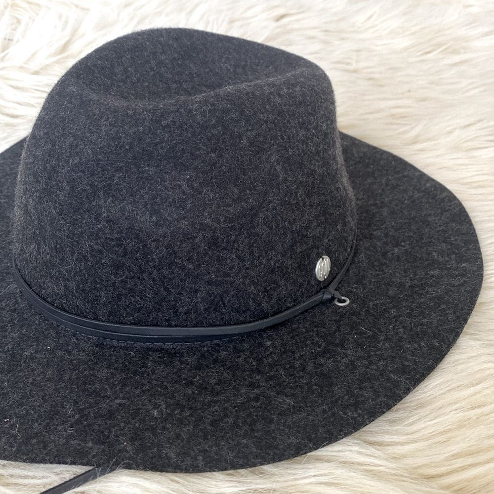 Coal Headwear Dark Gray and Black Leather Band Wool Fedora Hat sz L Western Boho